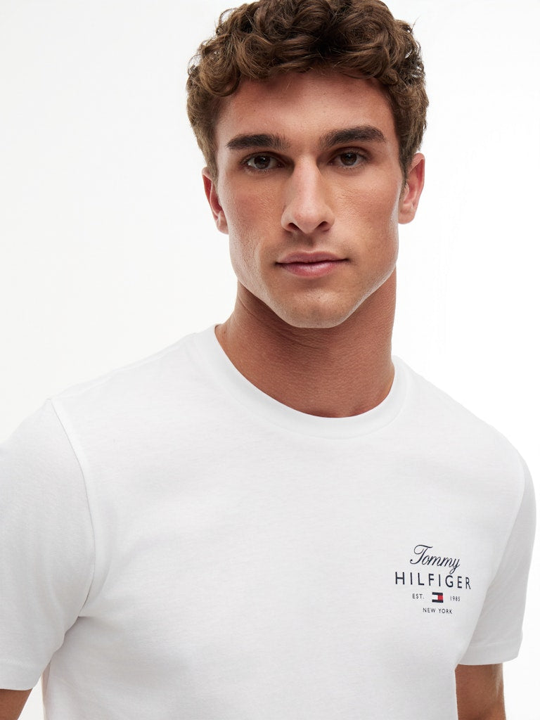 Tommy Hilfiger miesten T-paita Script Stack Regular Tee, valkoinen