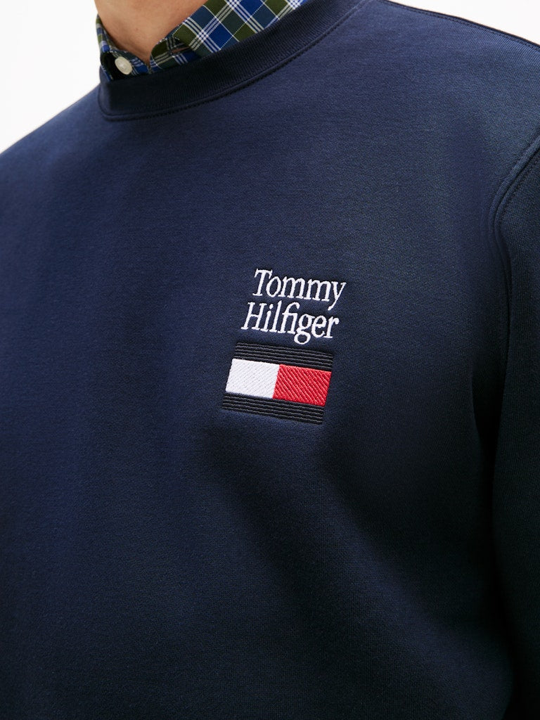 Tommy Hilfiger miesten collegepaita Tommy Ebro Flag Sweatshirt, tummansininen