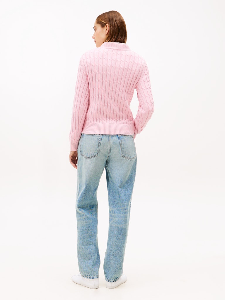 Tommy Hilfiger naisten neulepusero CO CABLE MID GG C-NK LS SWT, vaaleanpunainen