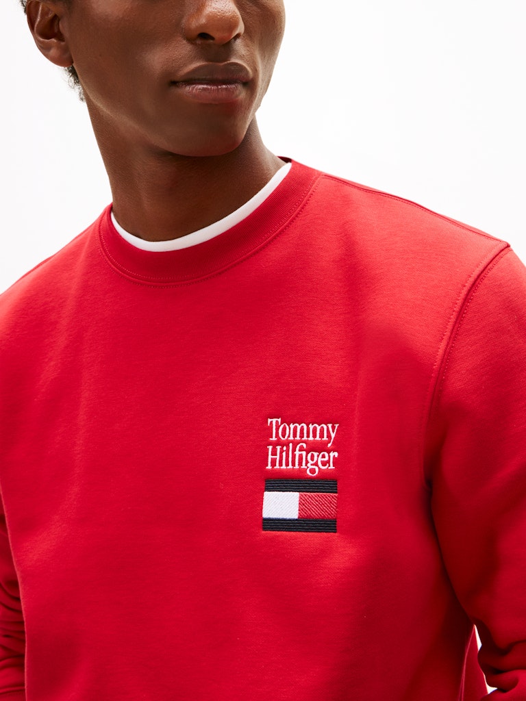 Tommy Hilfiger miesten collegepaita Tommy Ebro Flag Sweatshirt, punainen