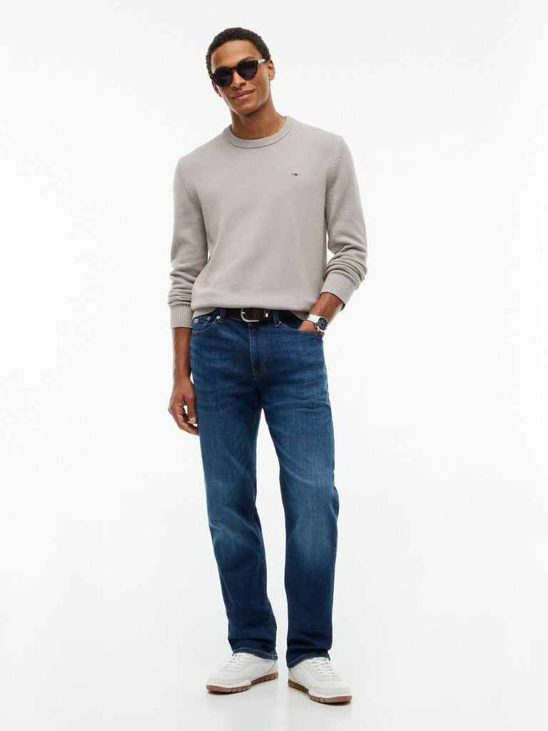 Tommy Jeans miesten neulepusero Slim Essential Sweater,  Limestone Dust