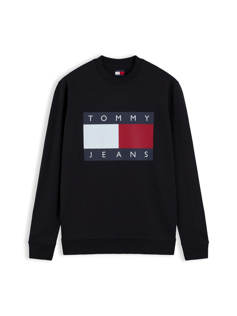 Tommy Jeans miesten collegepaita Big Flag Crew Neck, musta