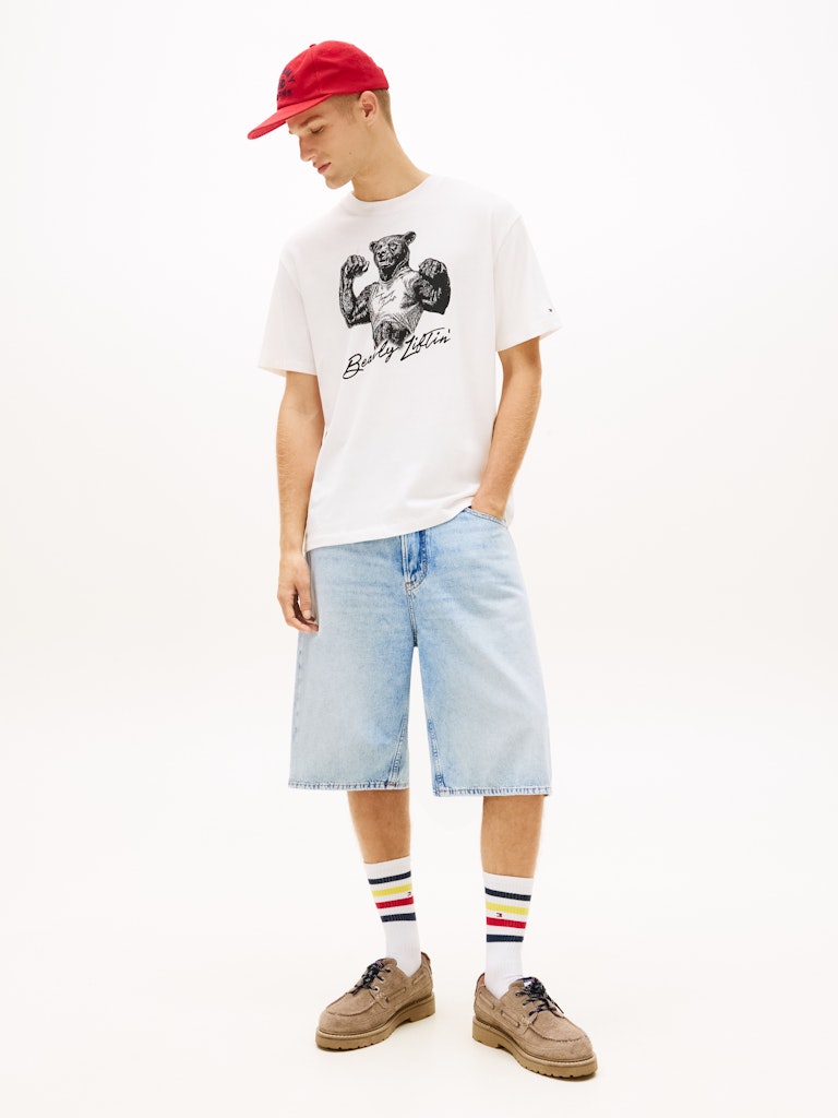 Tommy Jeans miesten t-paita TJM RLX Bear SS Tee, luonnonvalkoinen