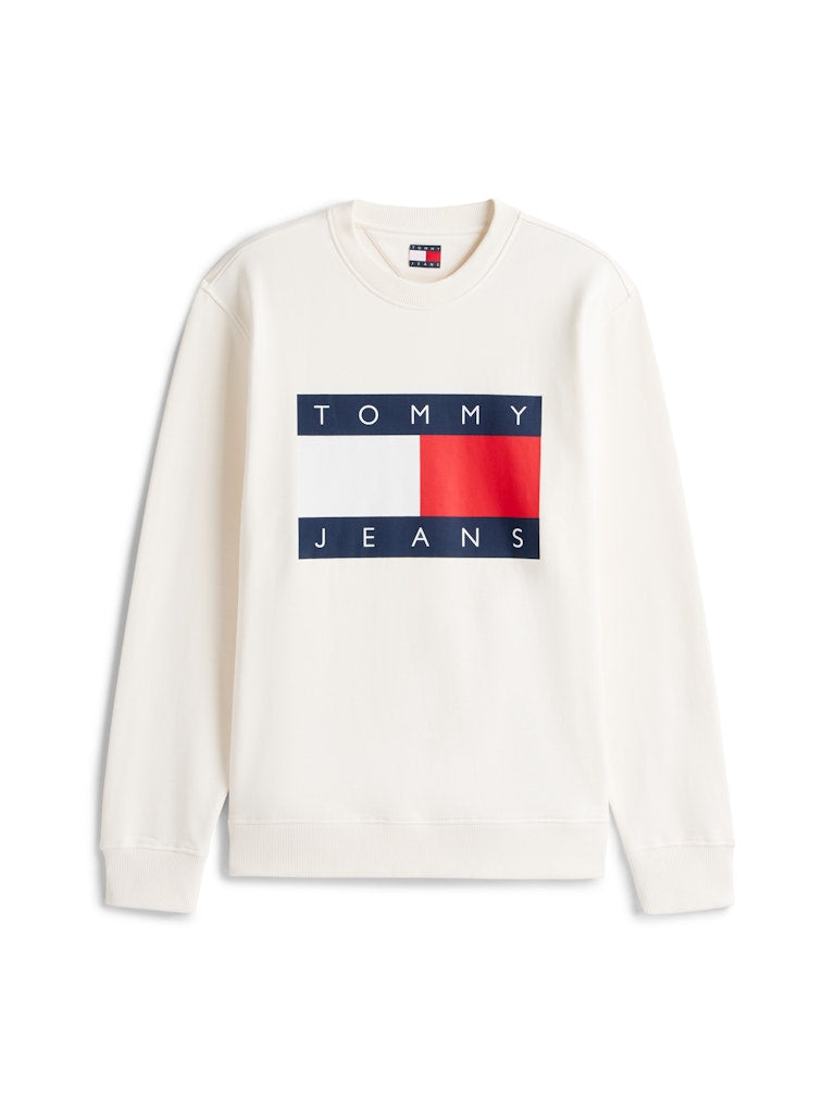 Tommy Jeans miesten collegepaita Big Flag Cneck EXT, luonnonvalkoinen