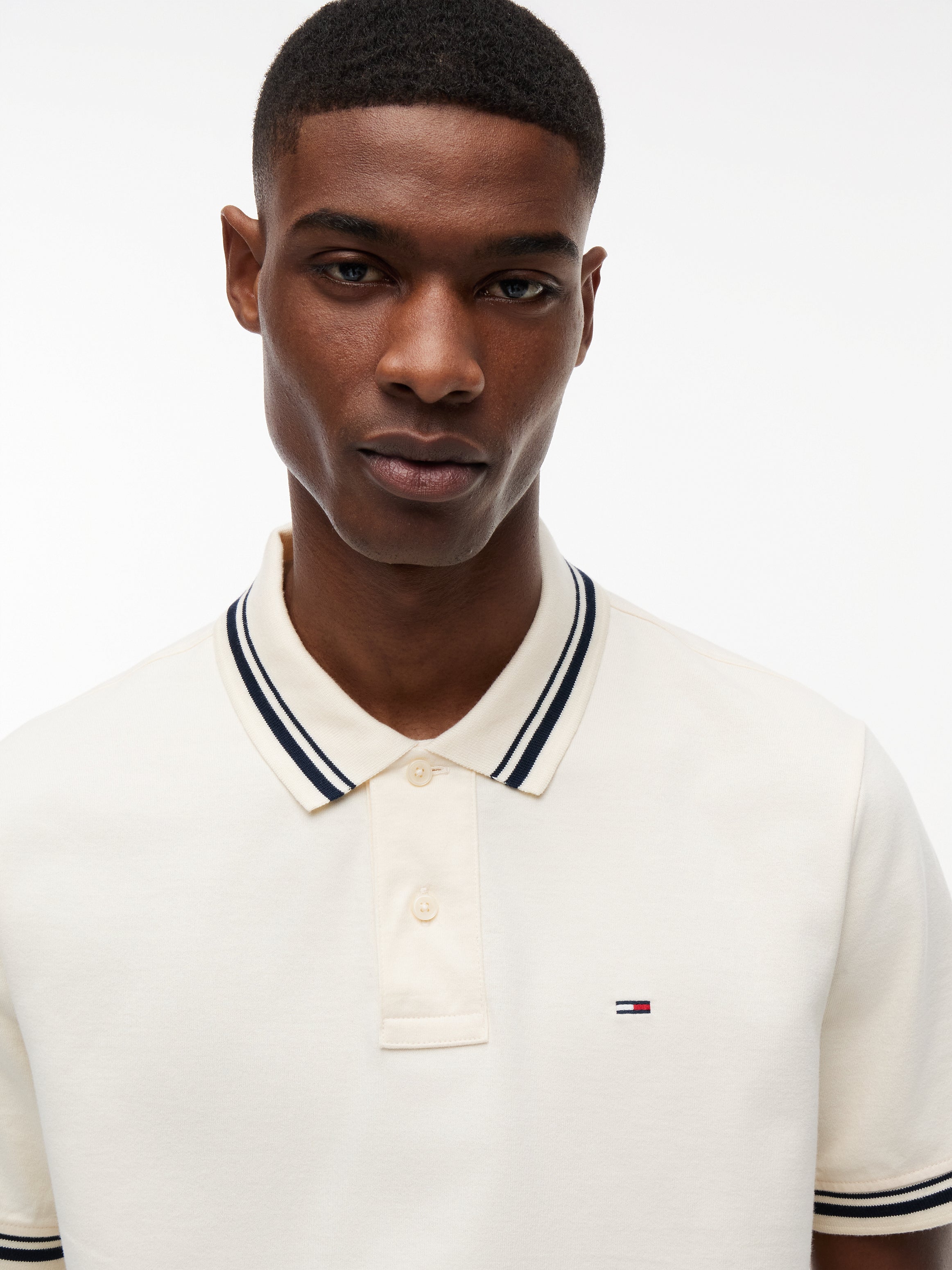 Tommy Jeans miesten Pikeepaita Regular Tipped Polo, kerma