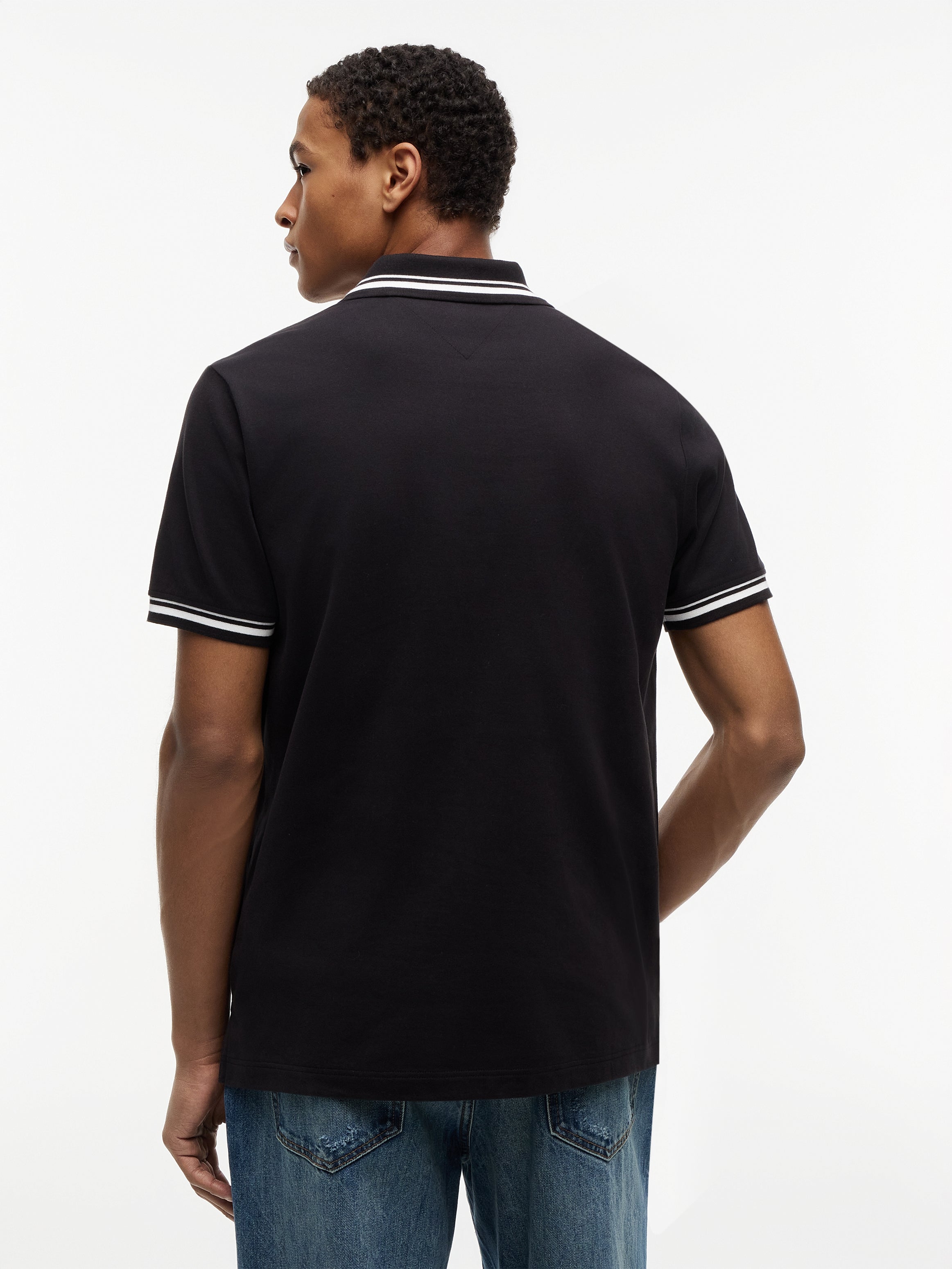 Tommy Jeans miesten pikeepaita Regular Fit Tipped Polo, musta