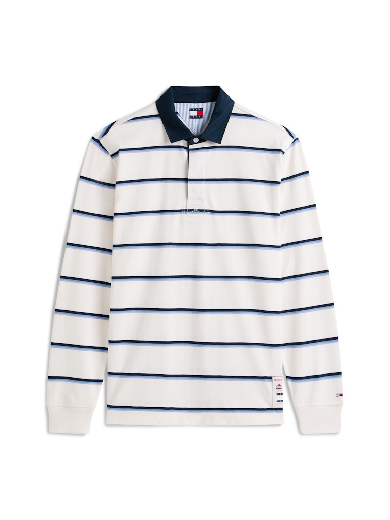 Tommy Jeans miesten paita TJM RLX WOVEN LABEL RUGBY, valkoinen