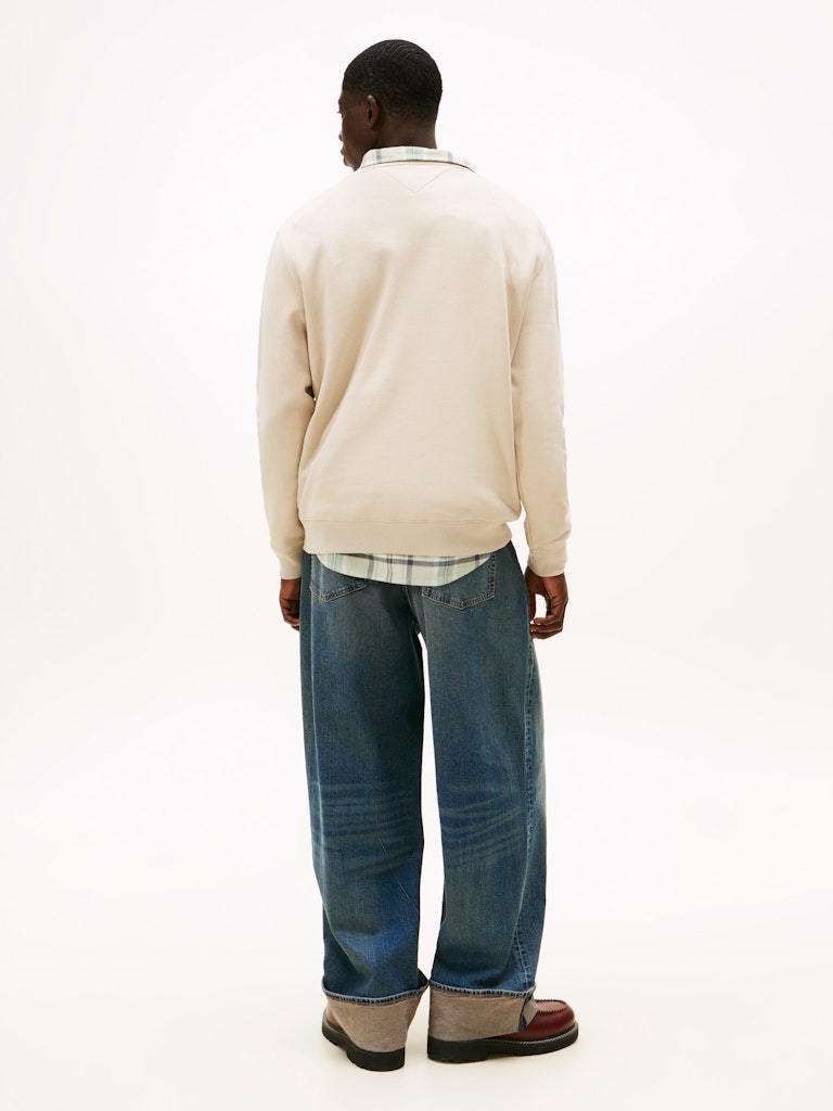 Tommy Jeans miesten collegepaita Reg S Flag Crew, vaalea beige