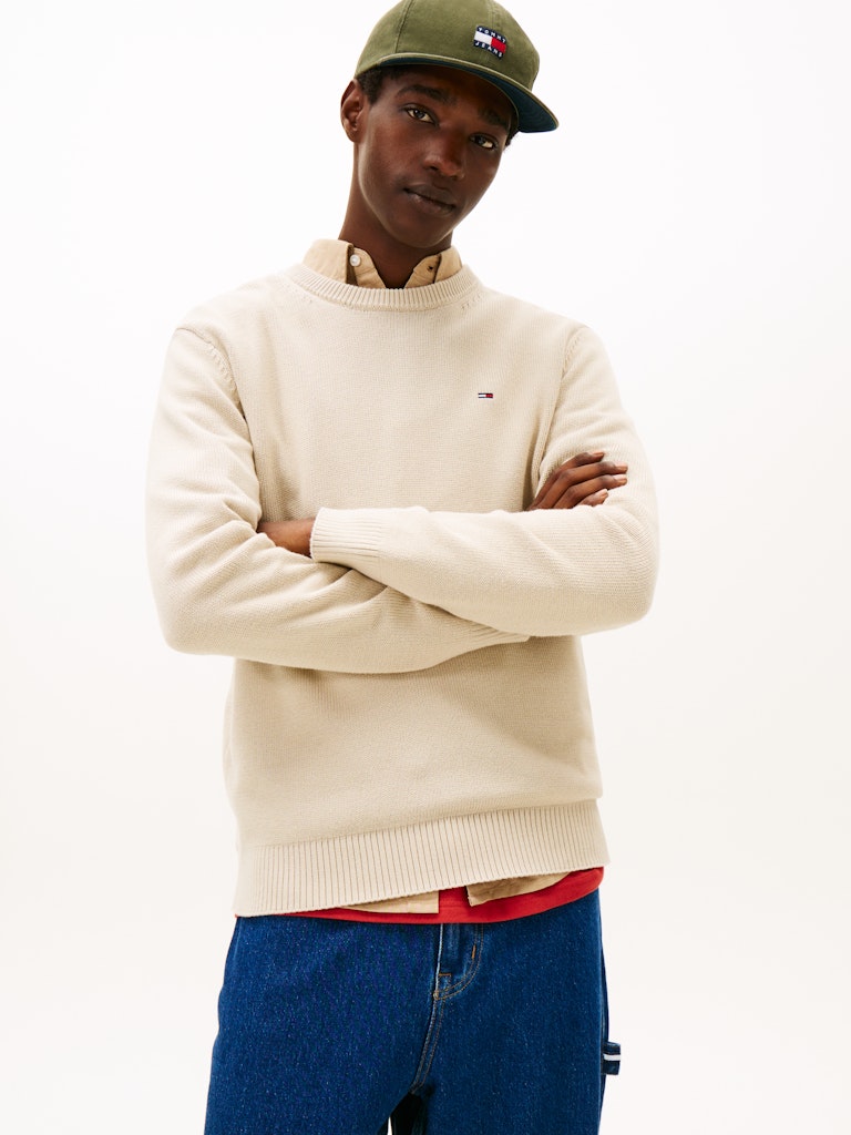 Tommy Jeans miesten neulepusero TJM Slim ESS Sweater EXT, beige