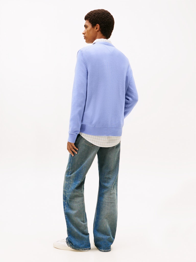 Tommy Jeans miesten neulepusero TJM Slim ESS Sweater EXT, vaaleansininen