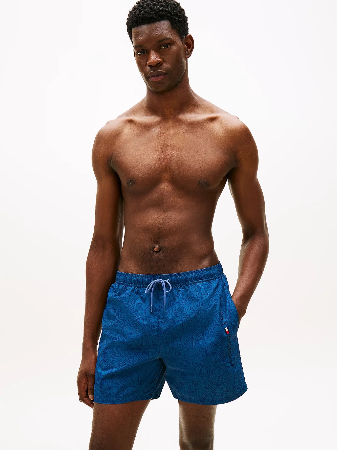 Tommy Hilfiger miesten uimashortsit Medium Drawstring Print, sininen kuosi