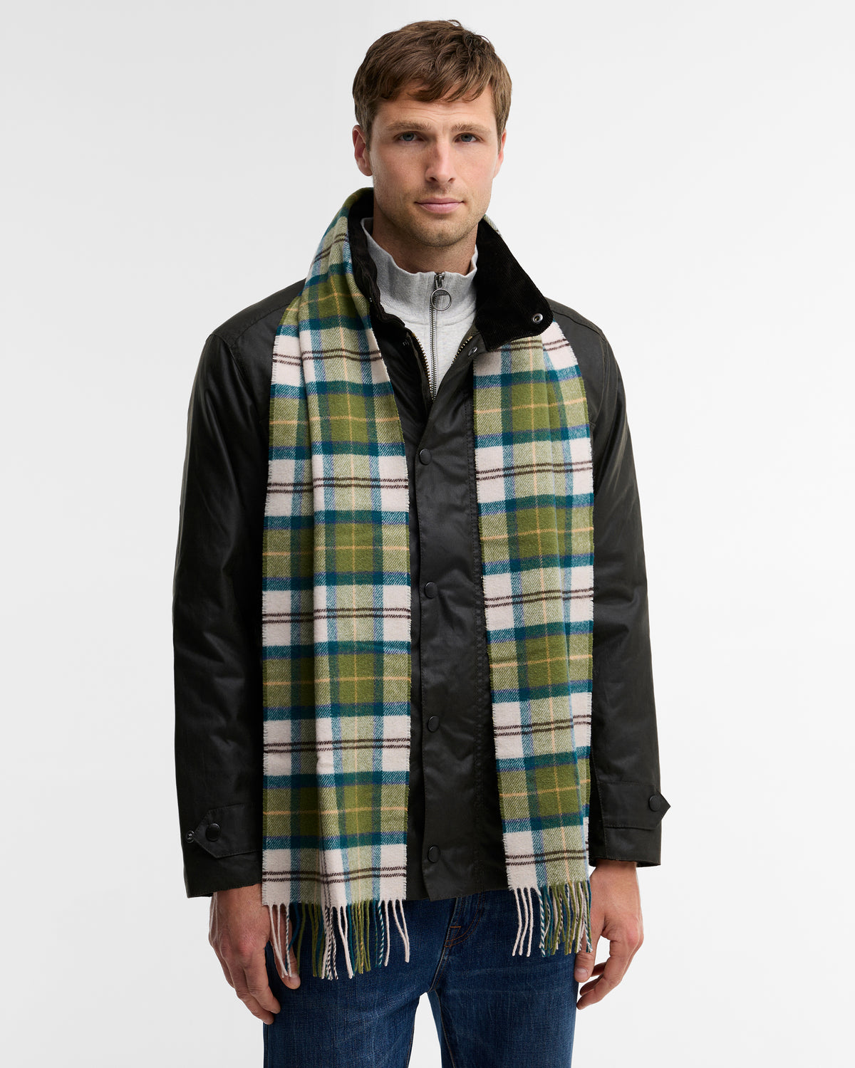 Barbour miesten huivi Tartan Lambswool Scarf, keltainen ruutu