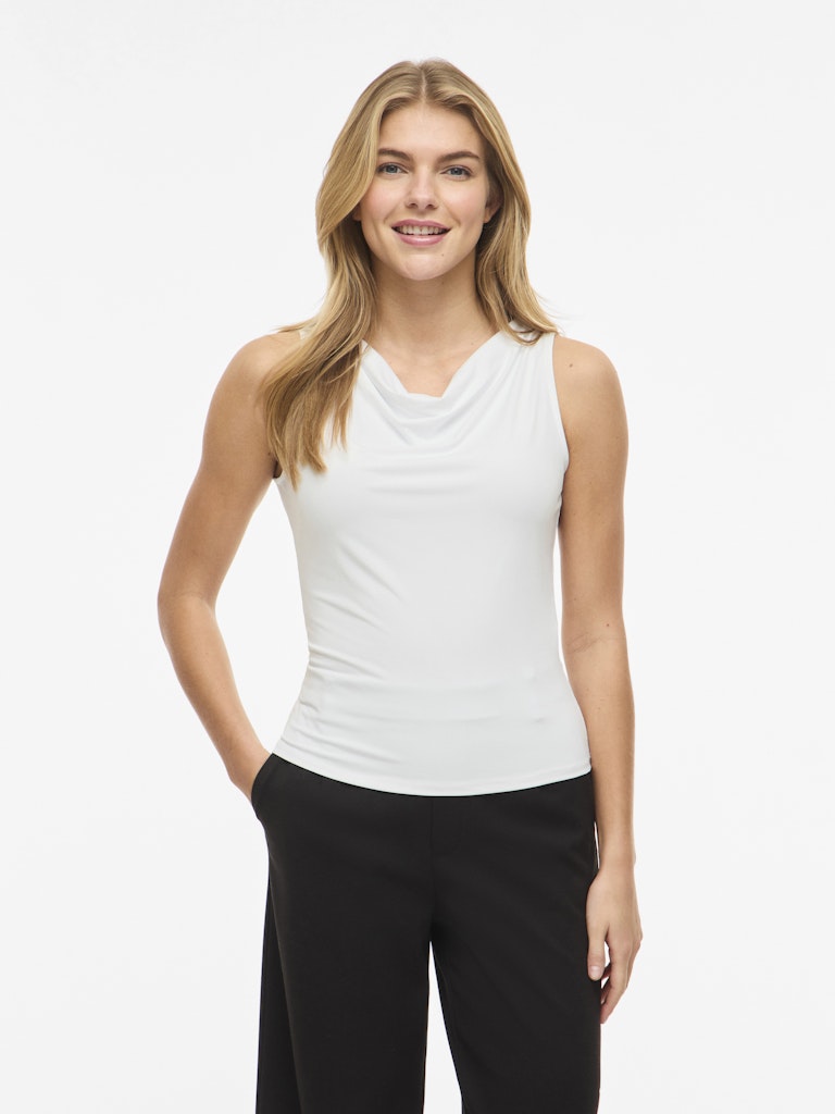 Vila Naisten Toppi Vikenza Waterfall Sleeveless Top, valkoinen