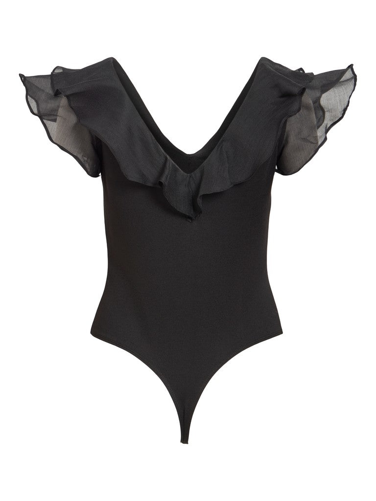 Vila naisten toppi Vitove V-neck Bodystocking, musta