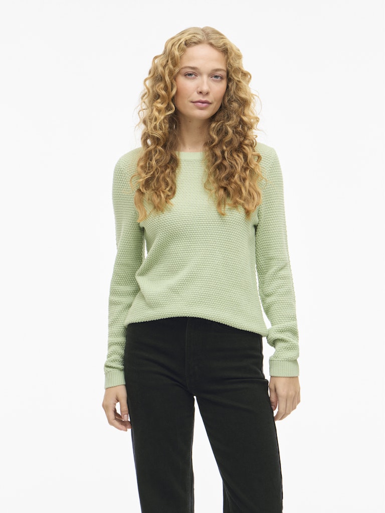 Vila naisten neulepaita VIDalo O-Neck L/S Knit Top-NOOS, Smoke Green