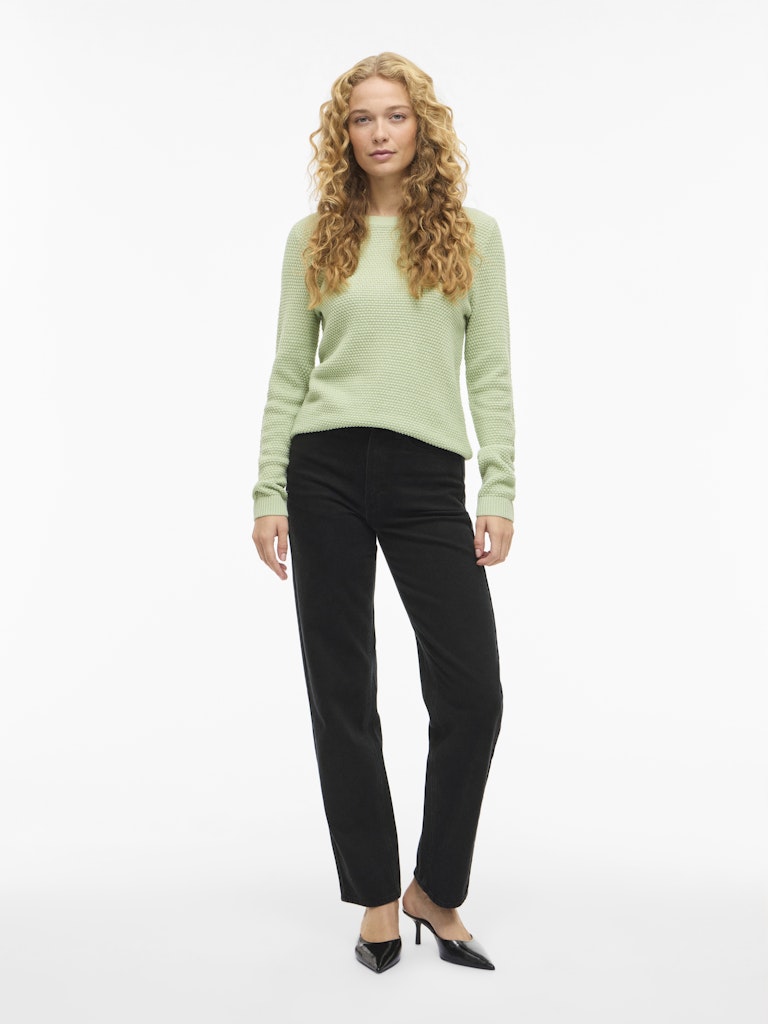 Vila naisten neulepaita VIDalo O-Neck L/S Knit Top-NOOS, Smoke Green