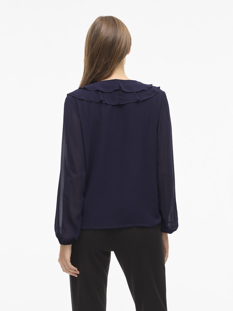 Vila Naisten Pusero Viane V-Neck Frill Top, Rhodonite