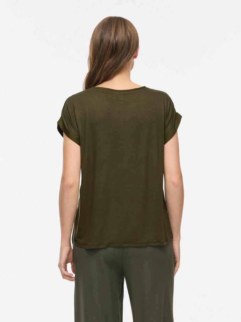Vila naisten pusero Viellette SS Satin Top, Forest Night