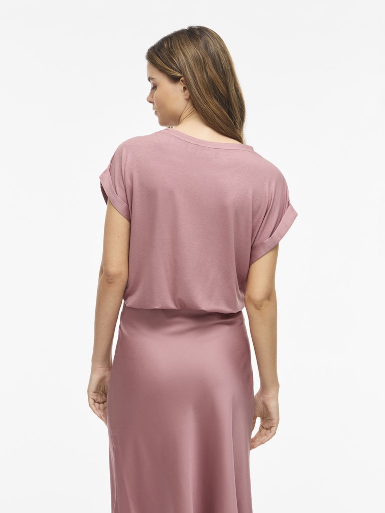 Vila naisten Topit Viellett e S/S Satin Top, Nostalgia Rose