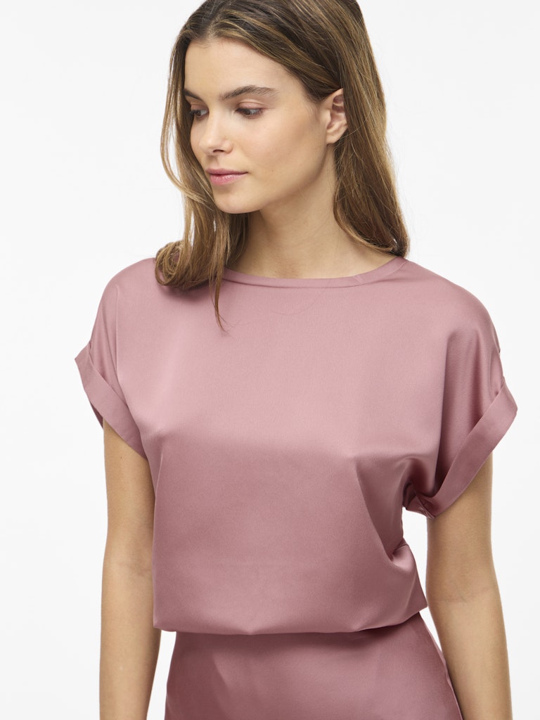 Vila naisten Topit Viellett e S/S Satin Top, Nostalgia Rose