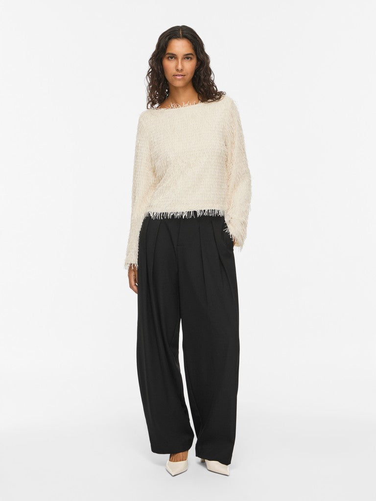 Vila naisten pusero Vitoli Boatneck Long Sleeved Top, Birch