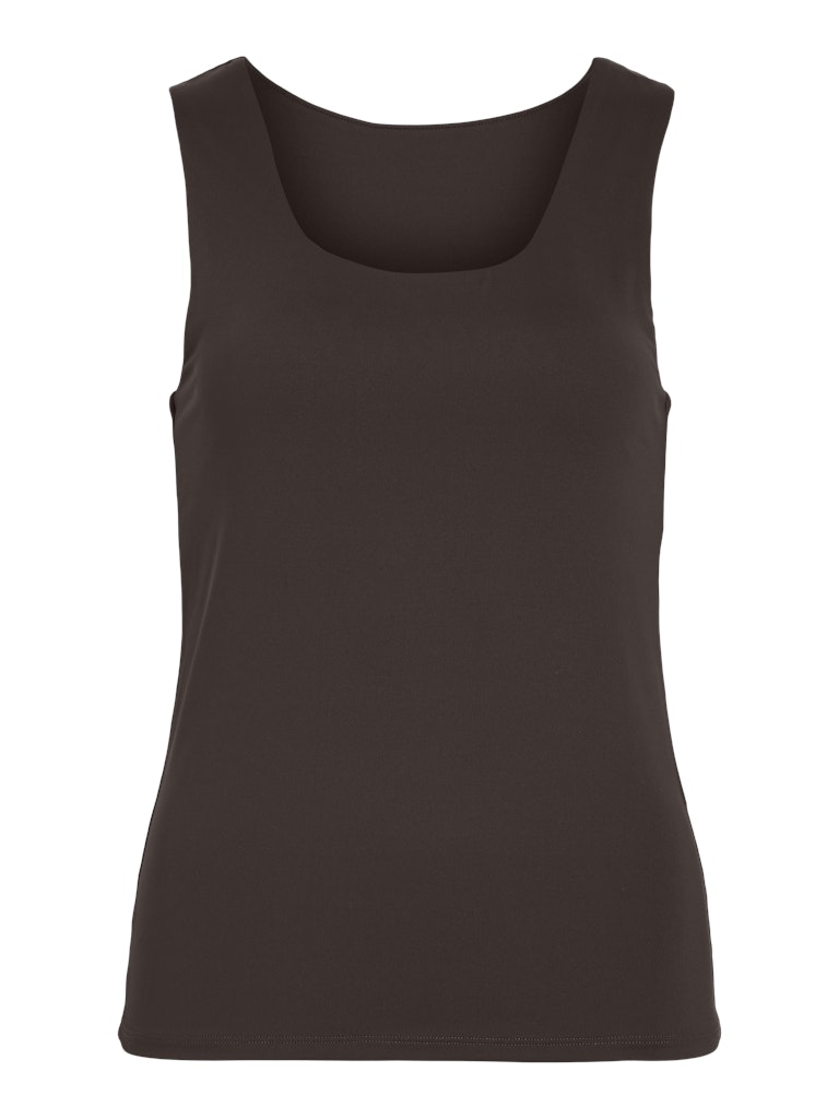 Vila naisten toppi Vikenza O-Neck S/L Tank Top, Coffee Bean