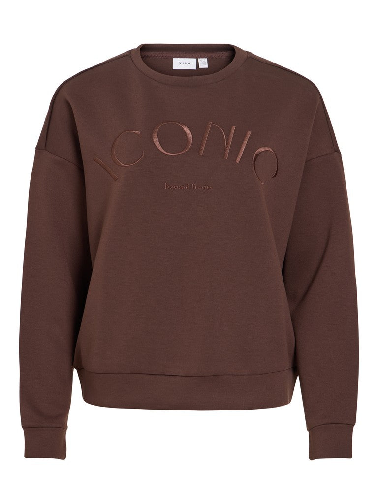 Vila naisten collegepaita Vireflect Round Neck Sweatshirt, Coffee Bean