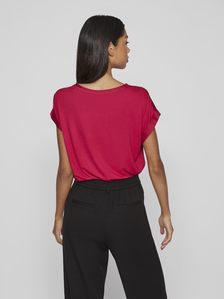 VIELLETTE S/S SATIN TOP - NOOS Cerise