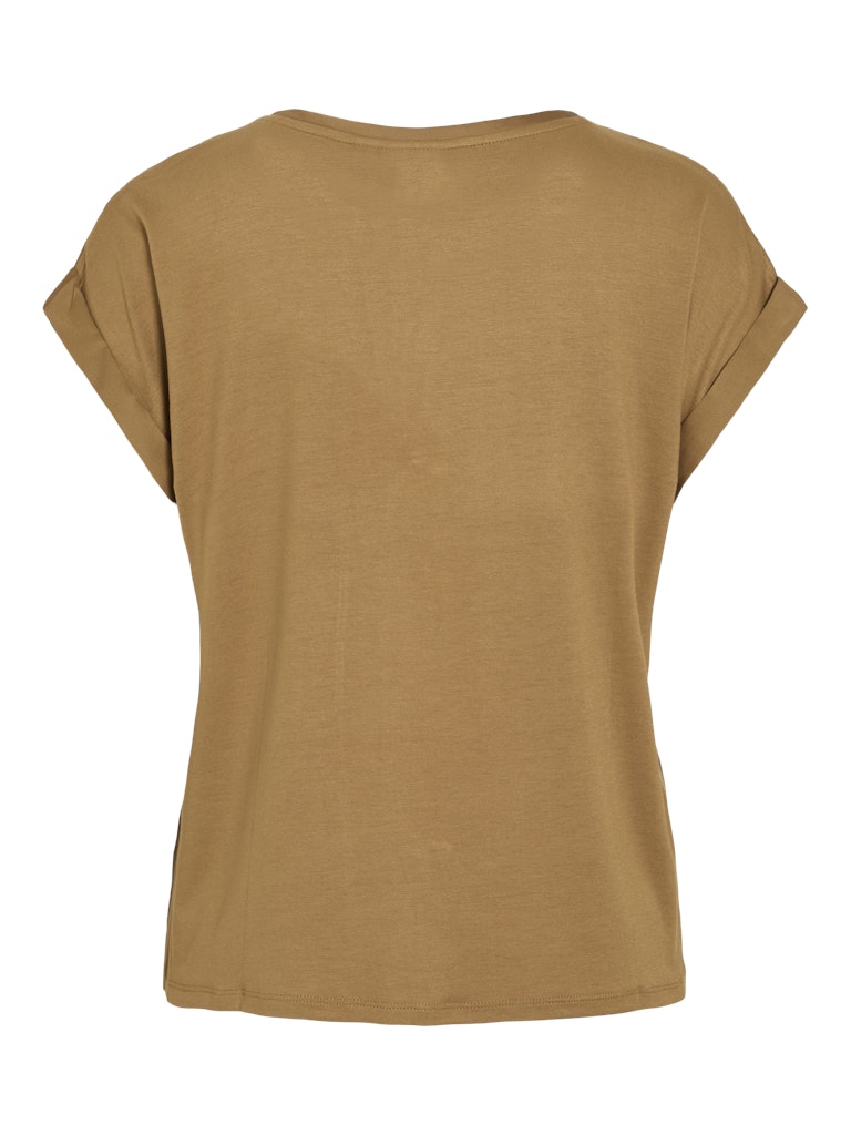 Vila naisten lyhythihainen toppi K-Viellette S/S Satin Top - NOOS, Bistre