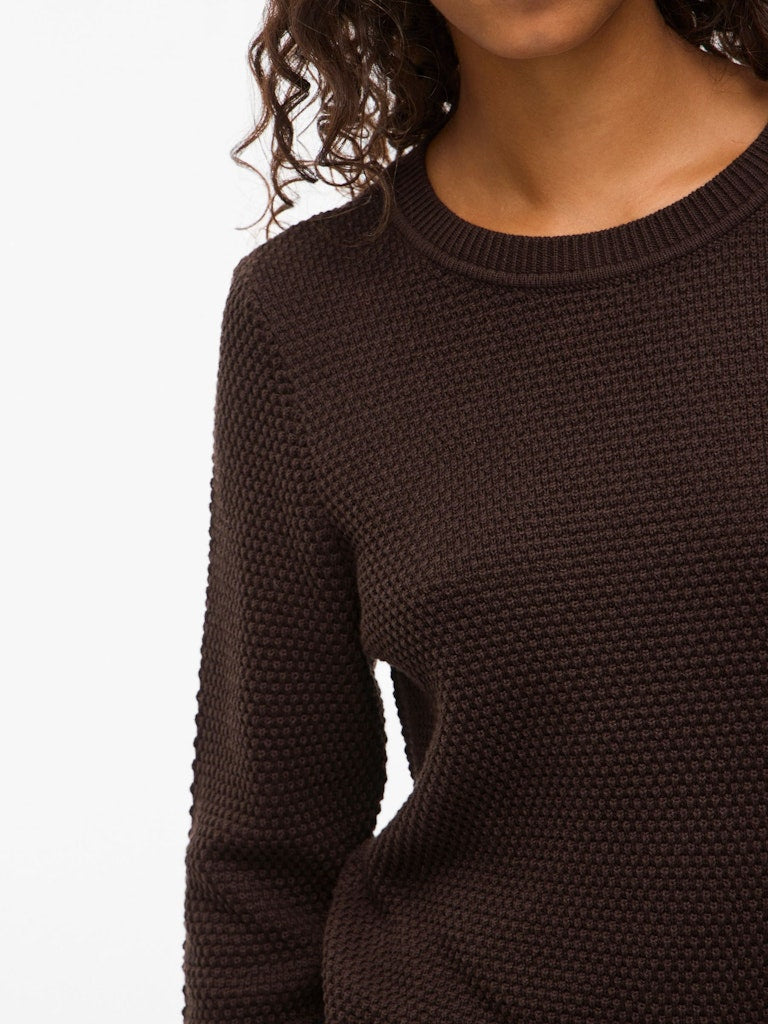 Vila naisten neulepusero Vidalo O-Neck L/S Knit Top, Coffee Bean