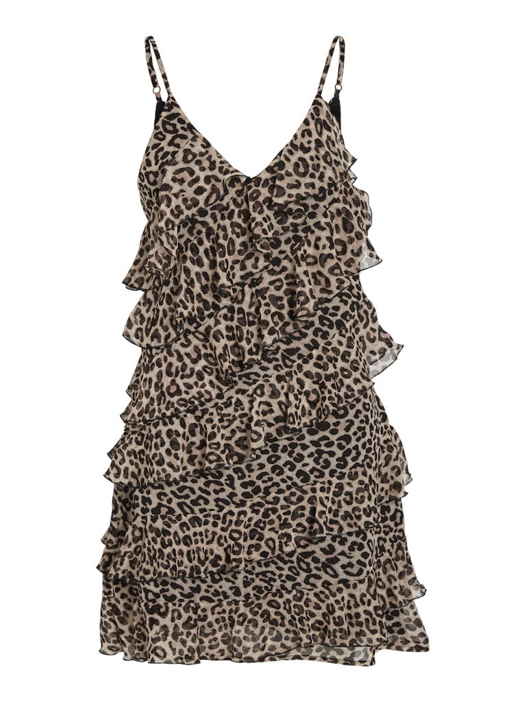 Vila mekko Viluna Strap Ruffle Short Dress, leopardi