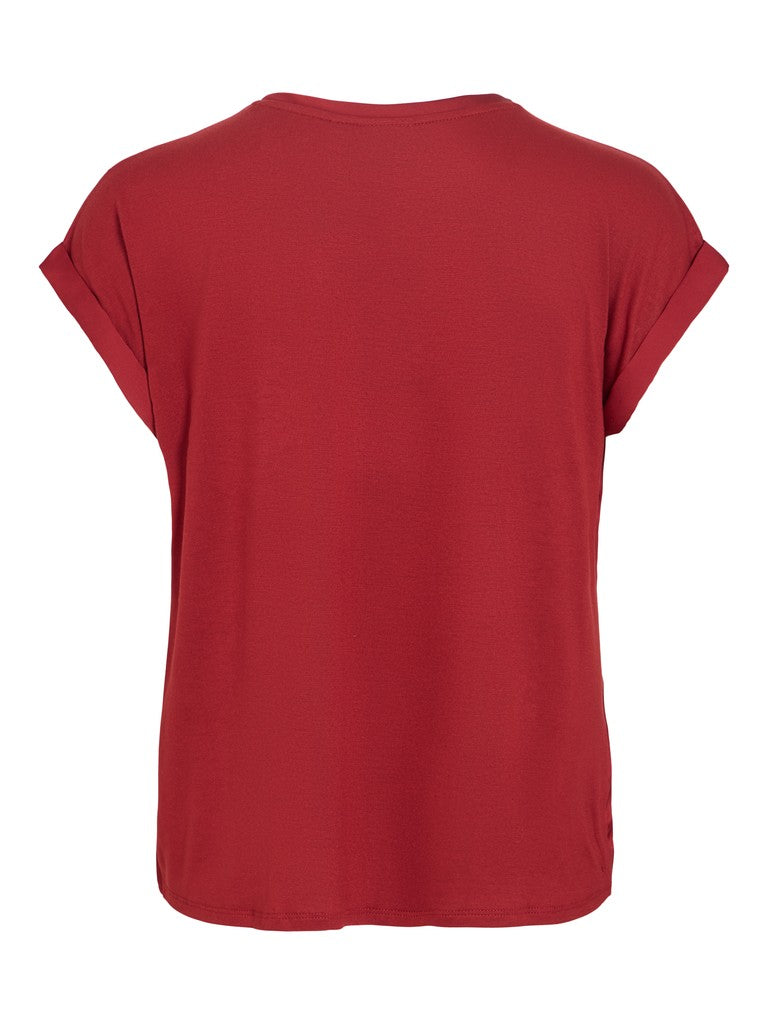 Vila naisten paita Viellette Short Sleeved Top, Sun-Dried Tomato