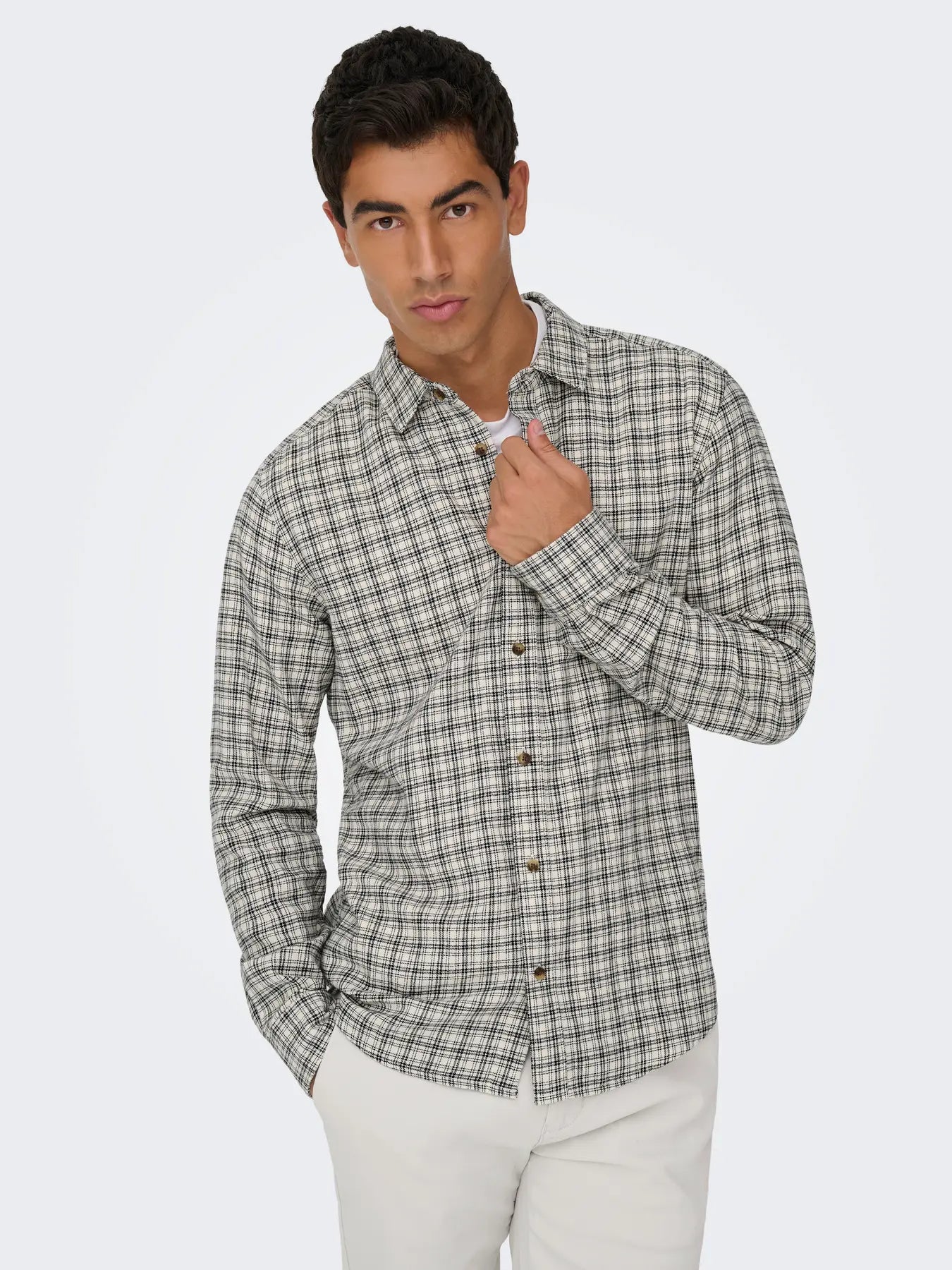 Only and Sons miesten kauluspaita Gudmund, Egret Jet Black