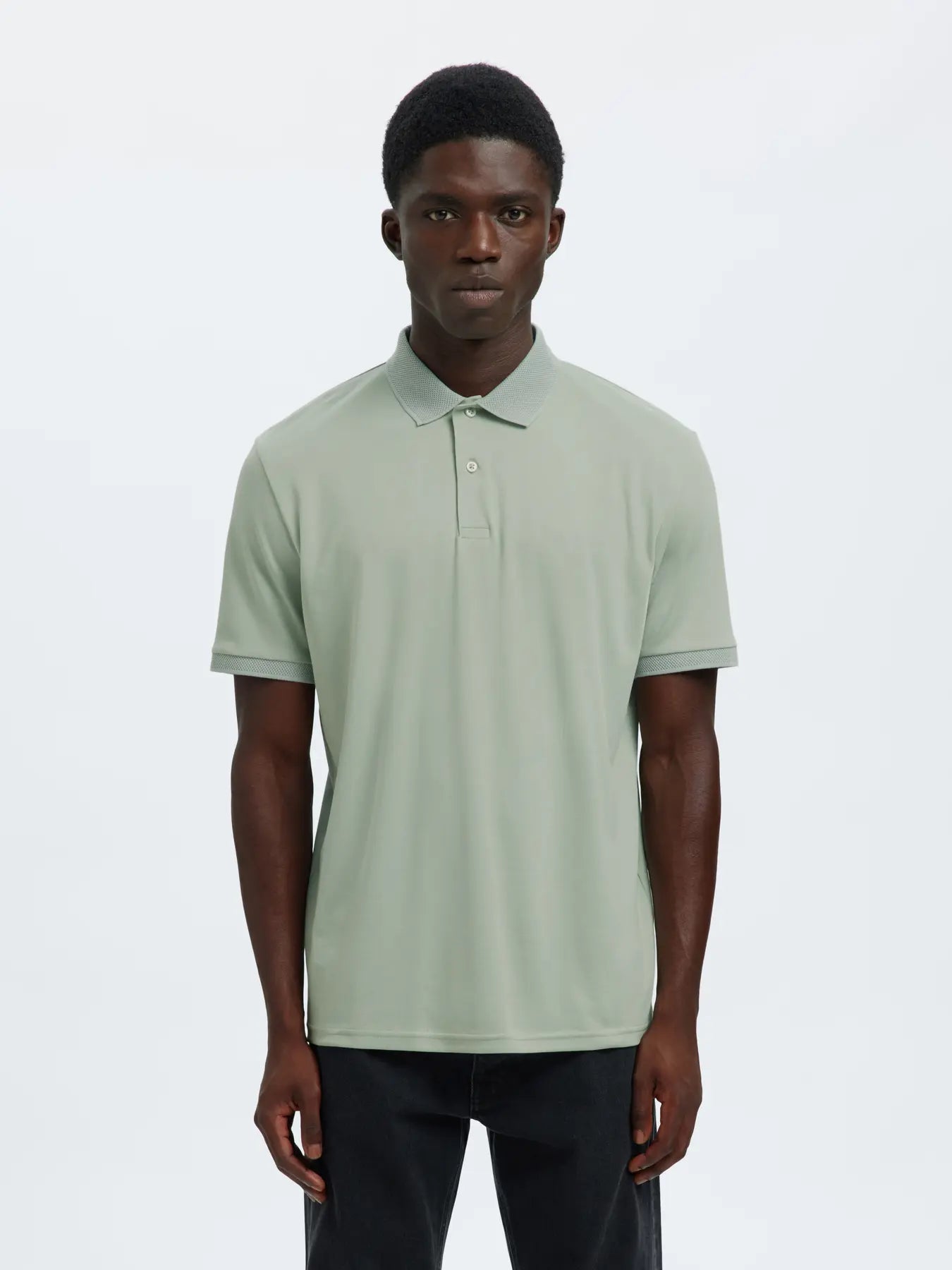 Selected miesten pikeepaita SLHFAVE Button Ss Polo Noos, Aqua Gray