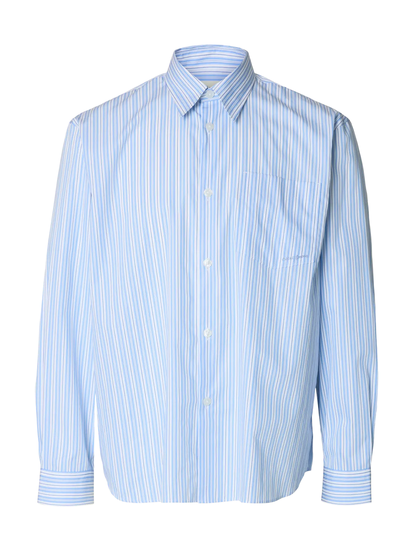 Selected miesten kauluspaita SLHRLXHOTEL Amour EMB LS Shirt, vaaleansininen