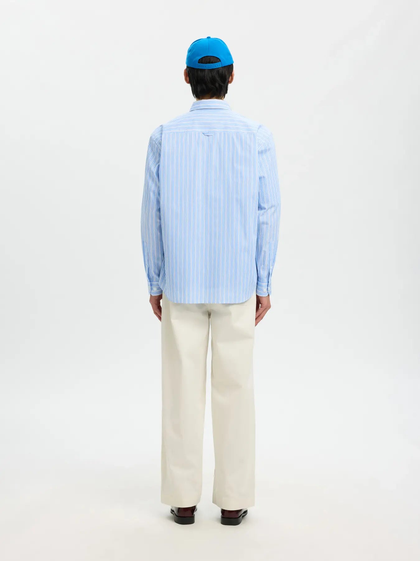 Selected miesten kauluspaita SLHRLXHOTEL Amour EMB LS Shirt, vaaleansininen