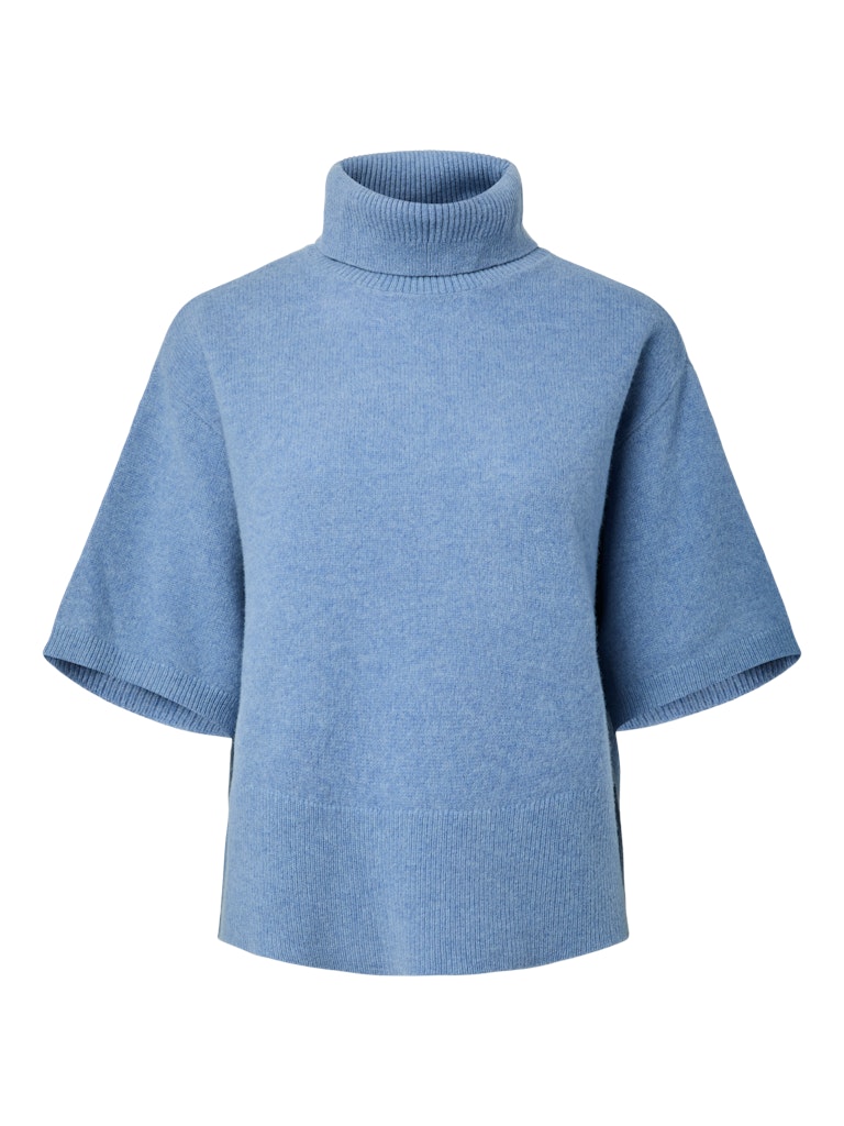Y.A.S naisten neulepusero, YASEMILA 2/4 WOOL KNIT PULLOVER S. NOOS Windward Blue