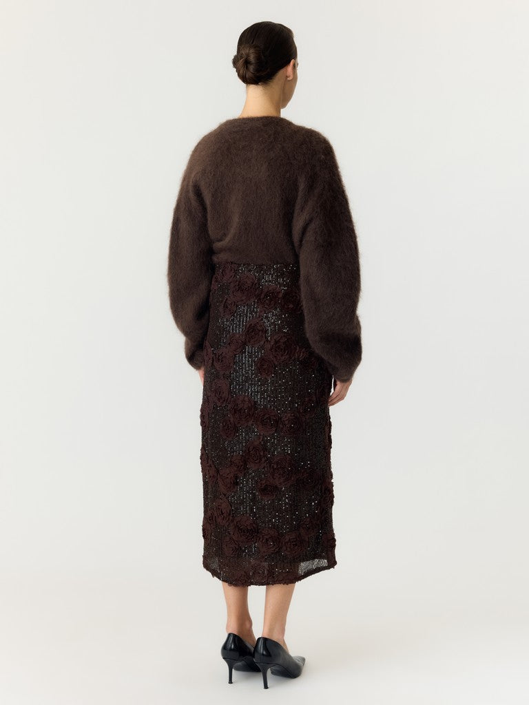 YAS naisten hame Yaselysia Sequin Long Skirt, Coffee Bean