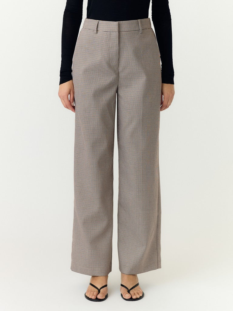 Y.A.S naisten housut Yaschekka Hw Wide Pants, Black w. checks