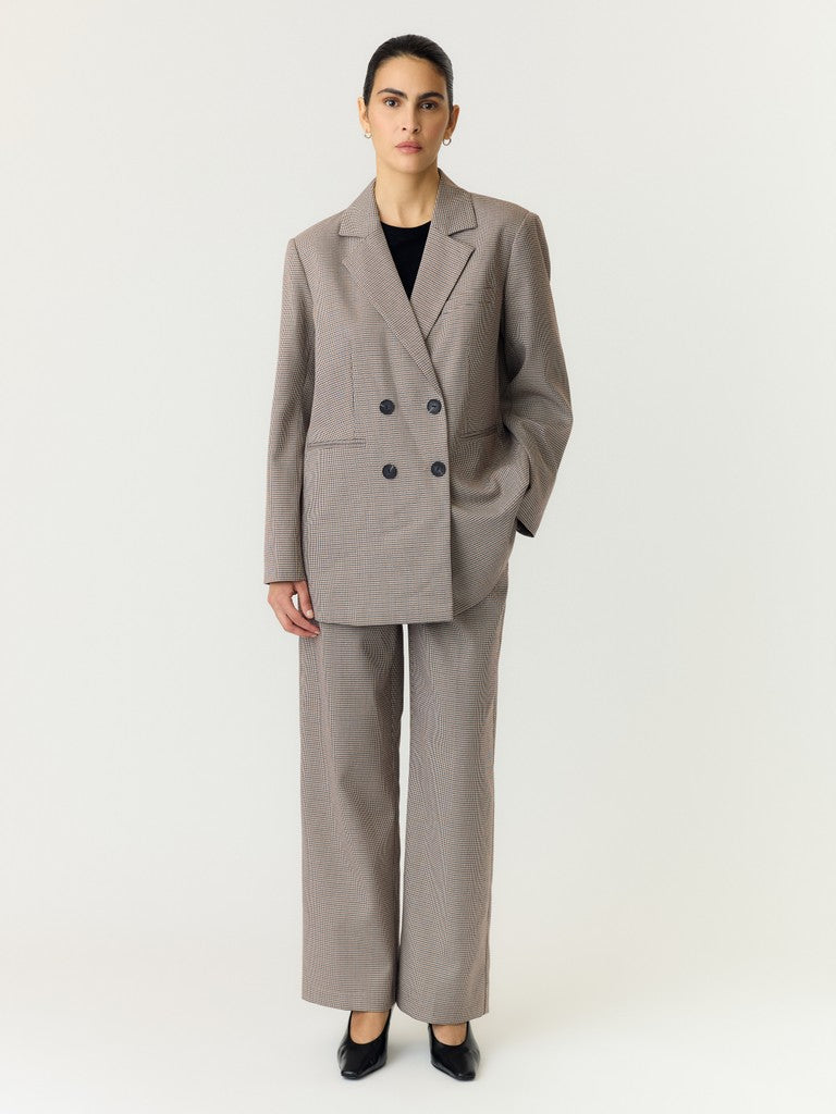 Y.A.S naisten housut Yaschekka Hw Wide Pants, Black w. checks