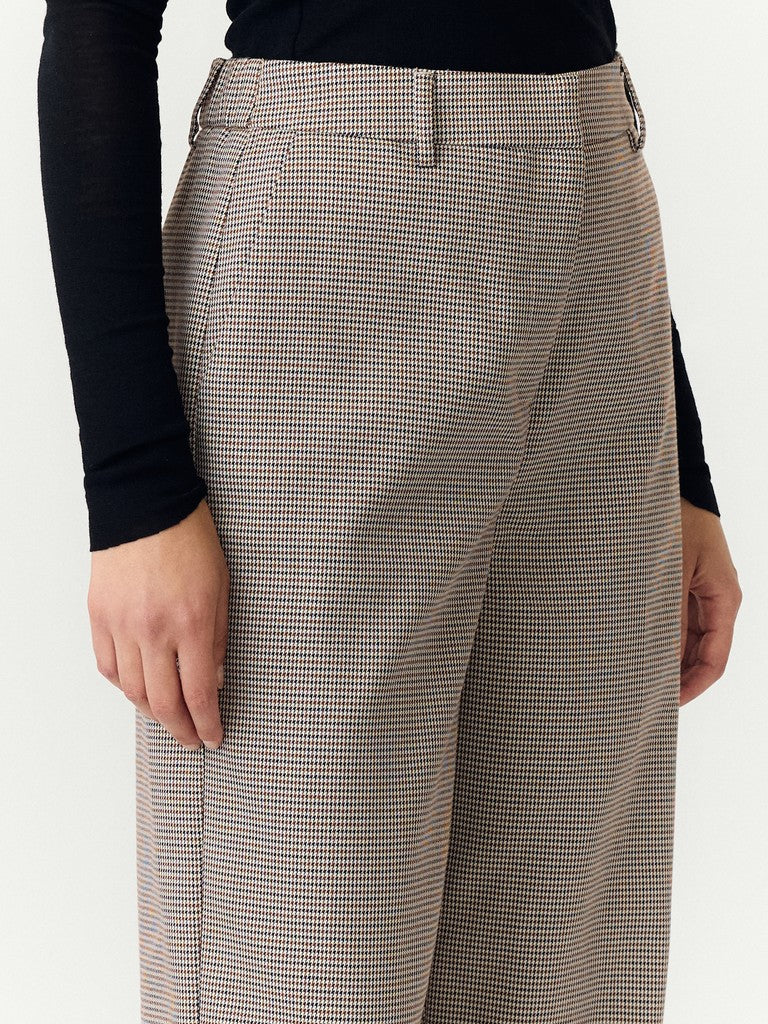 Y.A.S naisten housut Yaschekka Hw Wide Pants, Black w. checks