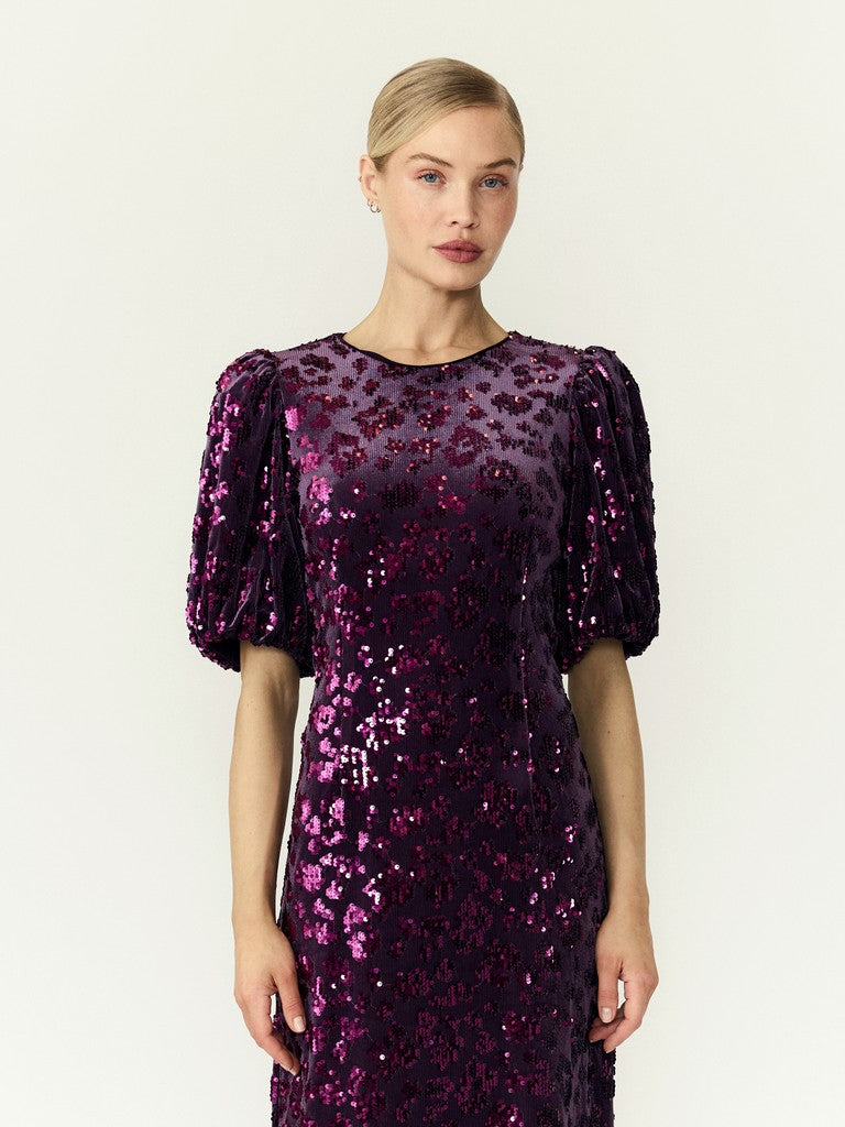 Y.A.S naisten mekko Yassofie 2/4 Sequin Midi Dress, Shadow Purple