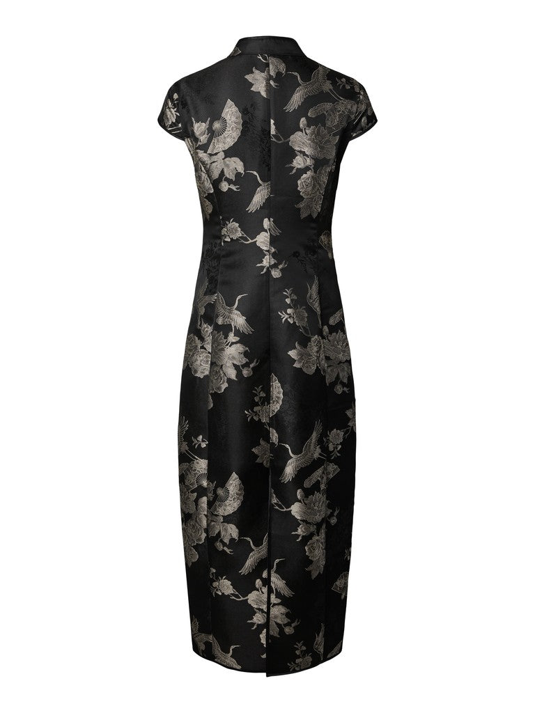 YAS naisten mekko Yasjade CS Long Dress, Black Jade Print