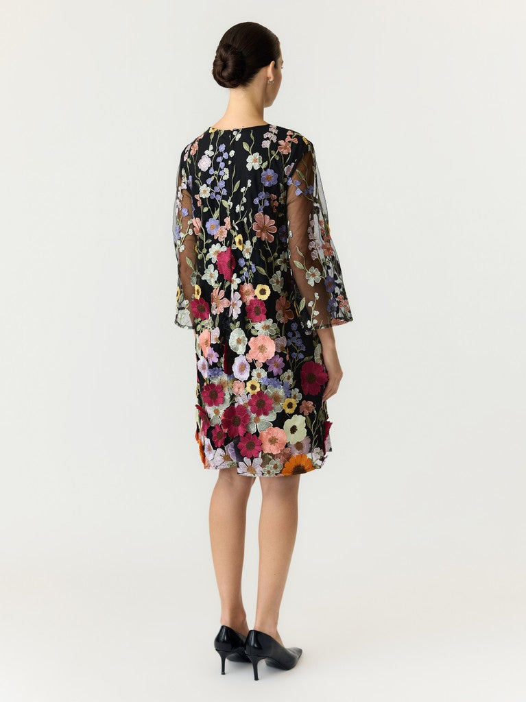 Y.A.S naisten Juhlamekot Yasflowering 3/4 Dress, musta kukkakuosi