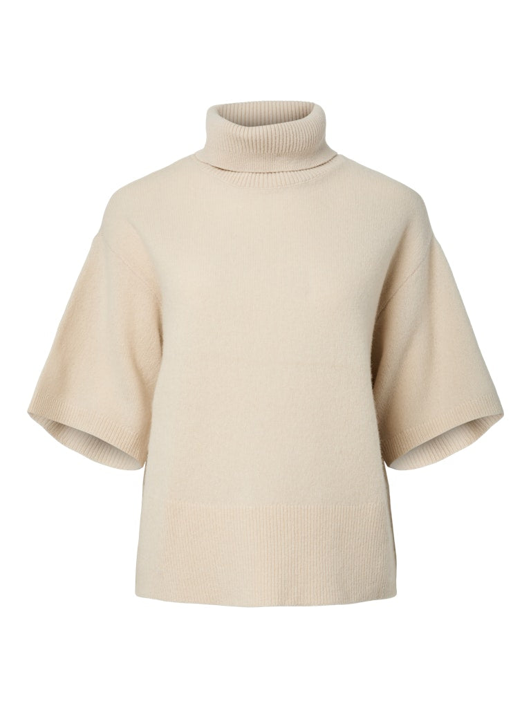 Y.A.S  naisten neulepusero, YASEMILA 2/4 WOOL KNIT PULLOVER S. NOOS Sandshell
