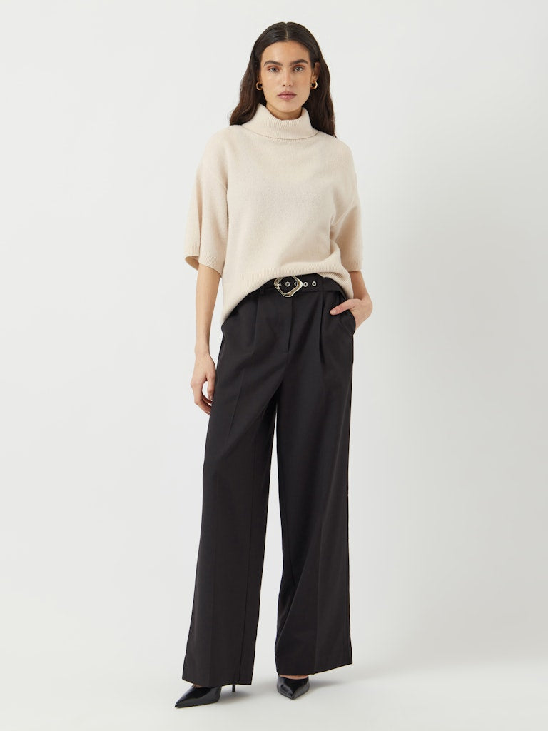 Y.A.S  naisten neulepusero, YASEMILA 2/4 WOOL KNIT PULLOVER S. NOOS Sandshell