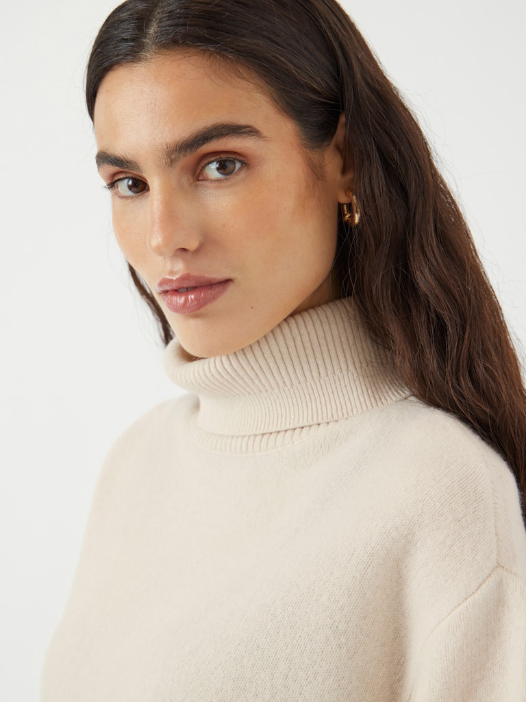 Y.A.S  naisten neulepusero, YASEMILA 2/4 WOOL KNIT PULLOVER S. NOOS Sandshell