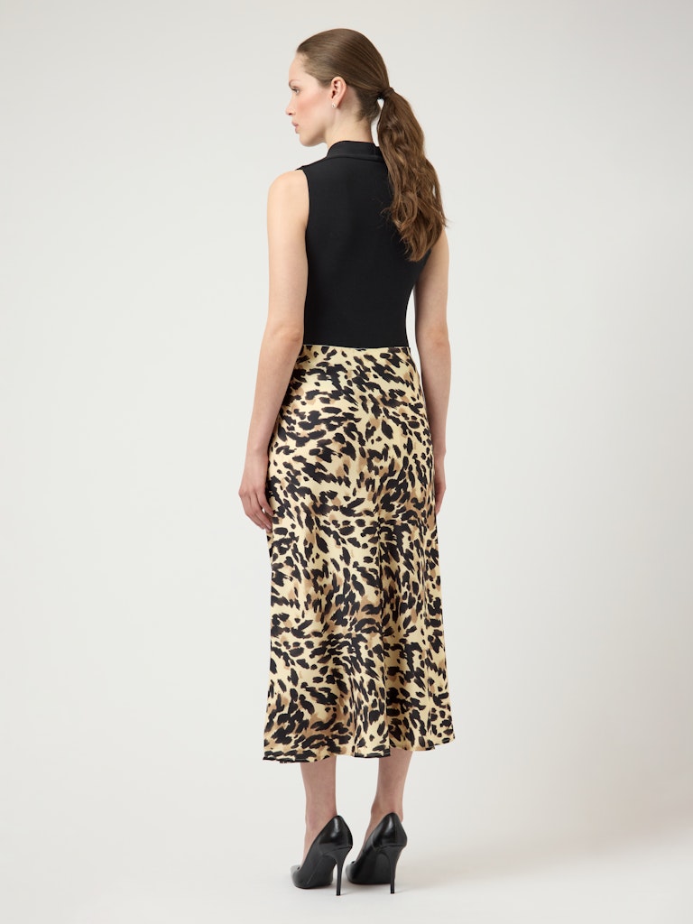 Y.A.S hame YASPella HW Midi Skirt, Black Leo Print