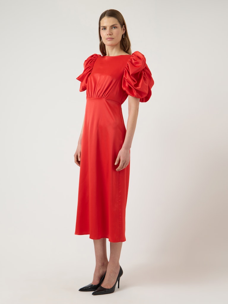 Y.A.S Naisten Mekko Yaspella 2/4 Long Dress S. Fiery Red, satiini