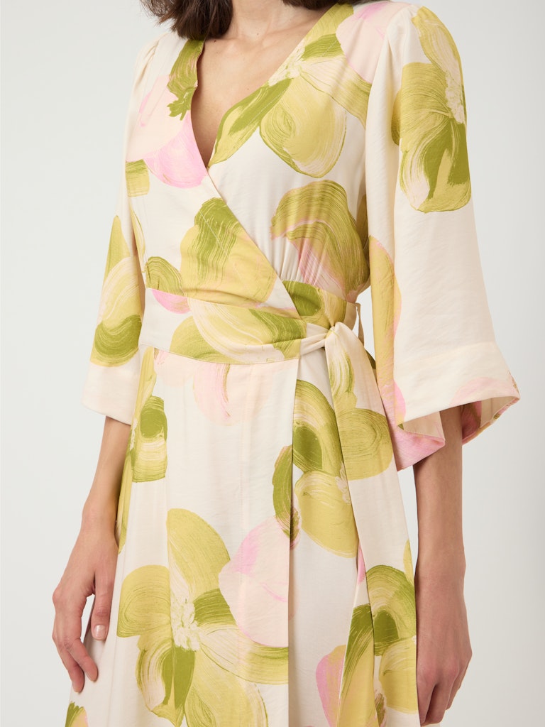 Y.A.S midimekko Yasmarga 3/4 Wrap Long Dress, Pristine Marga AOP